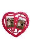 Hitech Sales Heart-Shaped Wall Hanging Photo Frame for 2 Photos | Red Decorative Frame for Bedroom, Living Room, Hall | 12x13 Inch Wall Décor