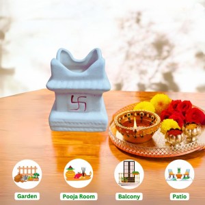 HI TECH Sales Sacred Tulsi Plant in White Ceramic Tulsi Vrindavan Pot with Swastik Symbol – Ideal for Home Mandir, Pooja Decor & Gifting HI TECH Sales Sacred Tulsi Plant in White Ceramic Tulsi Vrindavan Pot with Swastik Symbol – Ideal for Home Mandir, Pooja Decor & Gifting