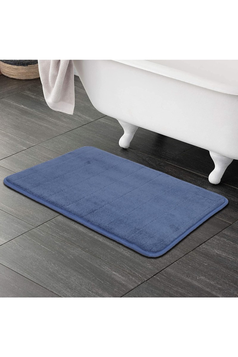 Home Beautiful Anti-Skid Blue Polyester Bath Mat