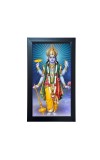 Lord Vishnu Wall-Mount Rectangular Polystyrene Photo Frame for Pooja Room, Home Decoration and Gifting, 9.6 x 15.6 inches Black Frame (Pack of 1, Printed Photo)