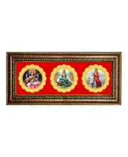Maa Saraswati Photo Frame - 8x14 Inch Brown Wooden Frame | Hindu Gods Wall Decor For Home & Office