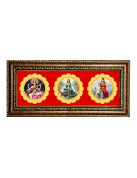 Maa Saraswati Photo Frame - 8x14 Inch Brown Wooden Frame | Hindu Gods Wall Decor For Home & Office