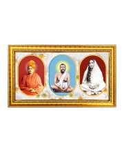 Swami,Raam Krishna, Maa Sharada Photo Frame - 8x14 Inch Brown Wooden Frame | Hindu Gods Wall Decor For Home & Office