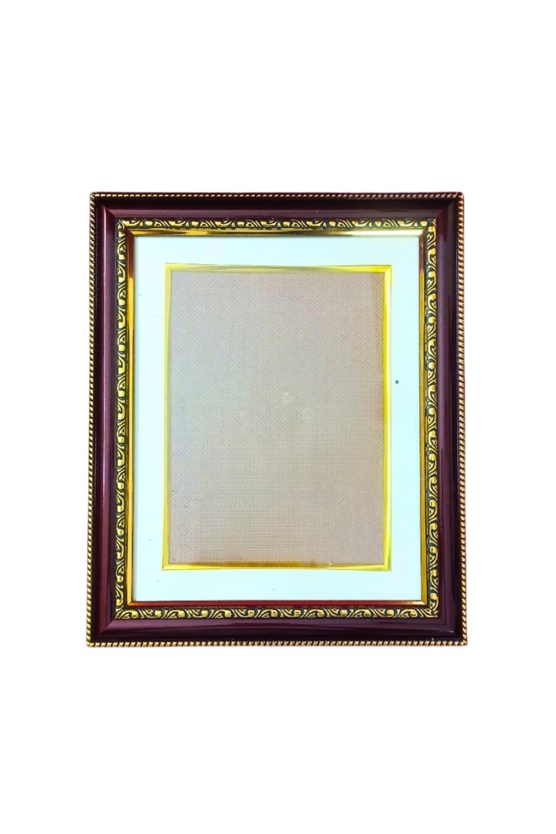 Vintage Wooden Photo Frame with Decorative Gold Border – Wall & Tabletop Display, Fits 6x8 Inch Pictures, Certificates, Artwork (Mahogany Brown with Gold Trim)