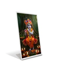 Car Desk/Table Top Little Krishna Acrylic L-Style Photo Stand - 5x7 Inches, Compact And Stylish Spiritual Display (F6717)