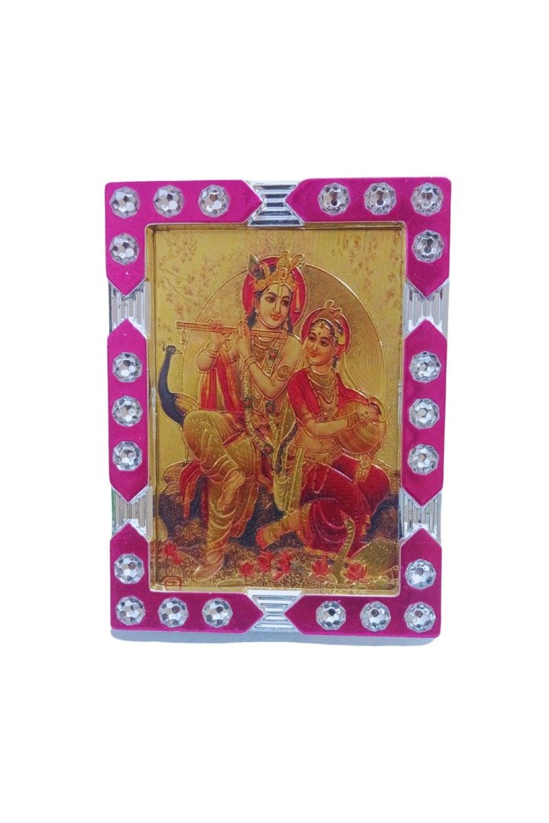 Hitech Sales Mini Decorative Lord Krishna and Sree Radha Photo Frame for Home, Office Décor and Card dasboard (6 x 8 cm – 1 Pcs)