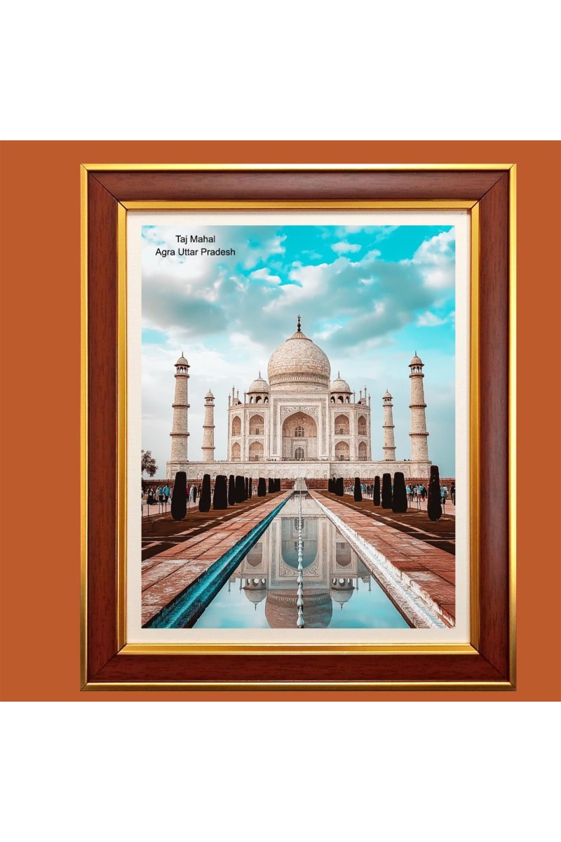 Taj Mahal, Agra, Uttar Pradesh Photo Frame, 10x14 Inches Stylish Framed Islamic wall art for Home & Office Decoration and gift for Muslims