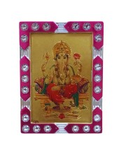Hitech Sales Mini Decorative Bhagwan Ganesh Photo Frame with Designing Border Religious Gift for Home, Office Décor and Card dasboard Small Temple Idol Frame for Worship (6 x 8 cm – 1 Pcs)