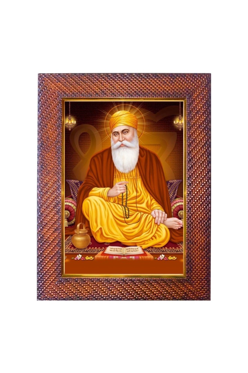 Guru Nanak Photo Frame 15X19 Inch Religious Wall & Table Decor Frame | Guru Nanak Spiritual Photo Frame For Home, Temple & Office | Decorative Hindu God & Goddess Frame (Pack Of 1) (F18245)