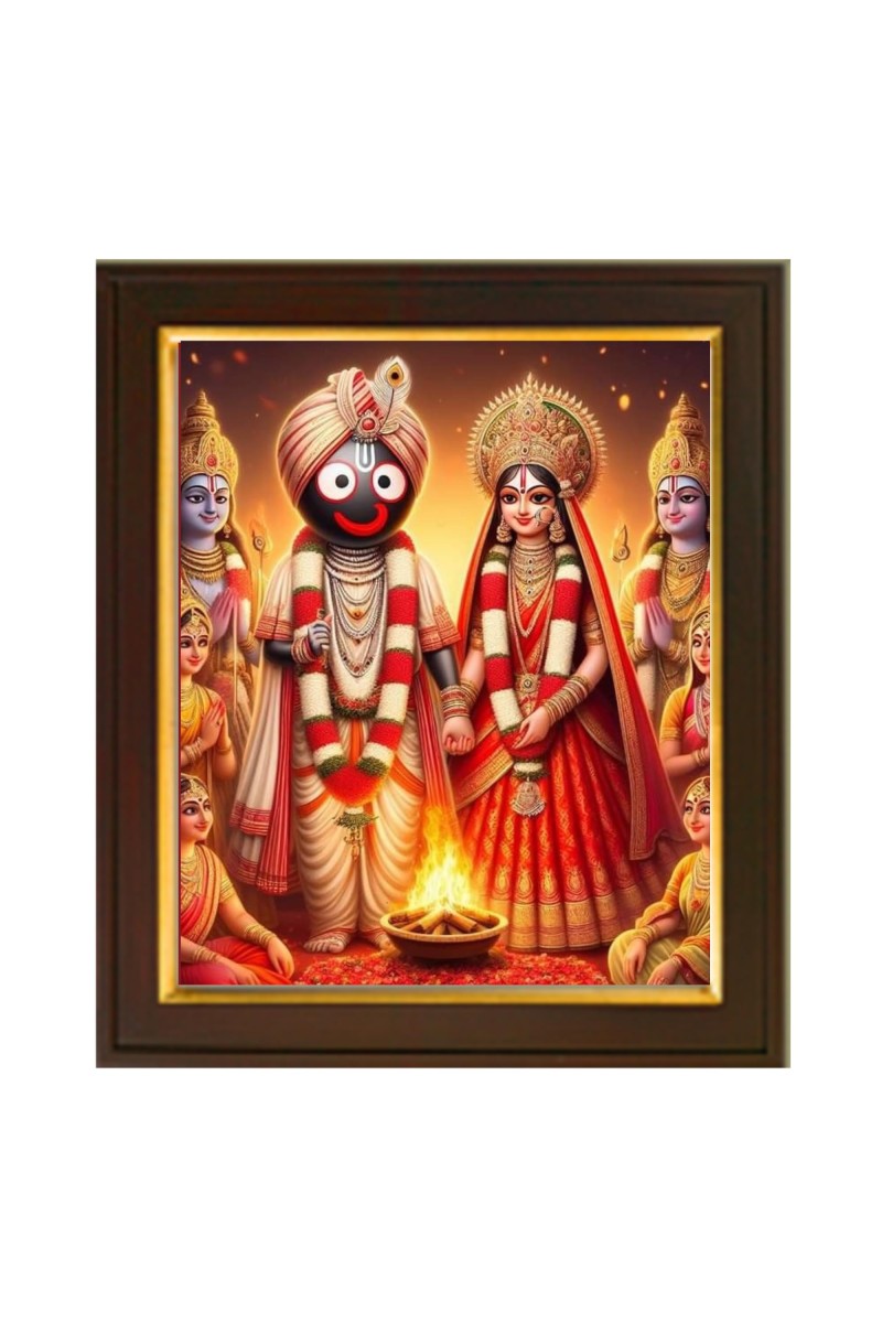 Hitech Sales |Traditional Indian Wedding Photo Frame with Divine Deities - Elegant Wooden Frame - Framed Wall Art for Home Decoration And Gifting Size: 10x12 inch.