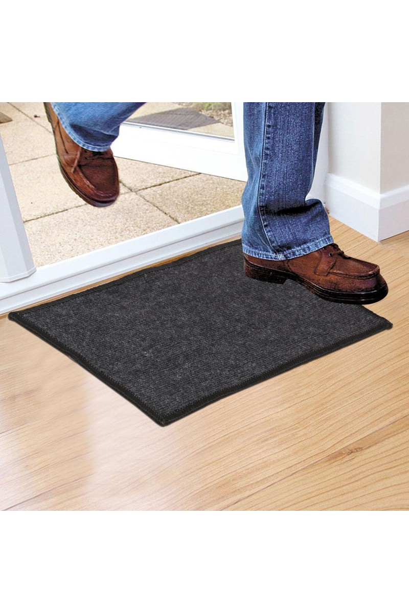 Home Beautiful Grey Polyester Cotton Door Mat