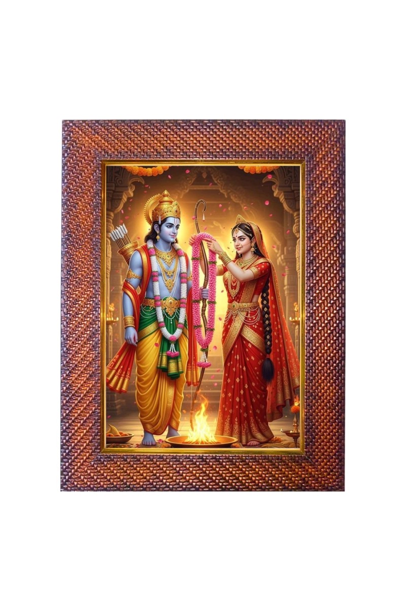 Lord Ram Lord Hanuman Photo Frame Religious Wall & Table Decor Frame | Lord Ram Lord Hanuman Spiritual Photo Frame For Home, Temple & Office | Decorative Hindu God & Goddess Frame (Pack