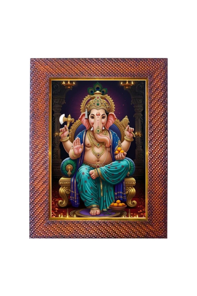Lord Krishna Photo Frame 21X25 Inch Religious Wall & Table Decor Frame | Lord Krishna Spiritual Photo Frame For Home, Temple & Office | Decorative Hindu God & Goddess Frame (Pack Of 1) (F18105)