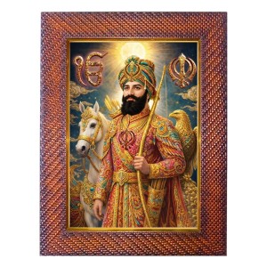 Sri Guru Angad Dev Ji Photo Frame 21X25 Inch Religious Wall & Table Decor Frame | Sri Guru Angad Dev Ji Spiritual Photo Frame For Home, Temple & Office | Decorative Hindu God & Goddess Frame (Pack