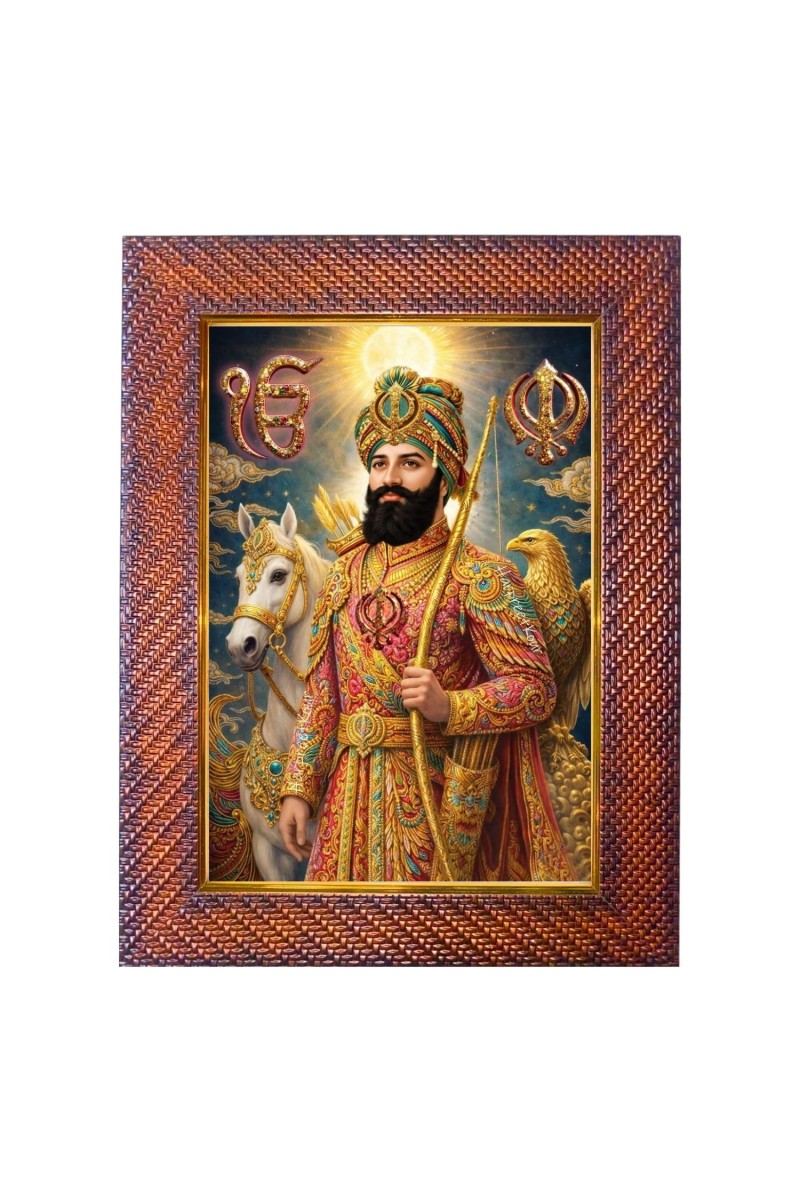 Sri Guru Angad Dev Ji Photo Frame Religious Wall & Table Decor Frame | Sri Guru Angad Dev Ji Spiritual Photo Frame For Home, Temple & Office | Decorative Hindu God & Goddess Frame (Pack