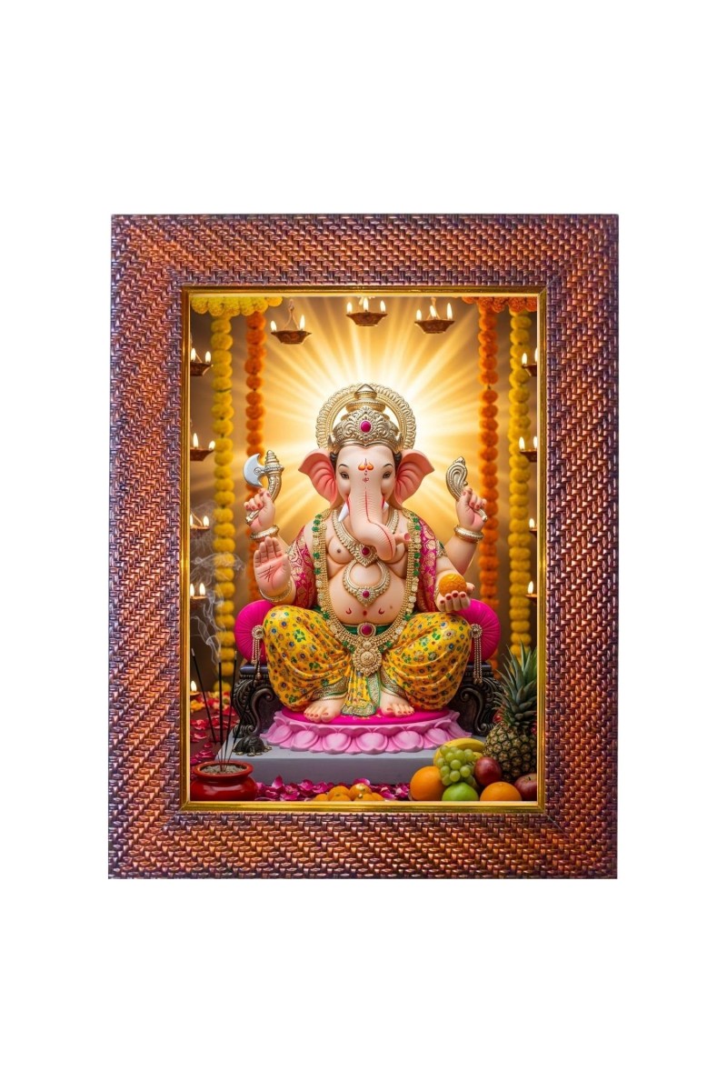 Lord Krishna Photo Frame Religious Wall & Table Decor Frame | Lord Krishna Spiritual Photo Frame For Home, Temple & Office | Decorative Hindu God & Goddess Frame (Pack Of 1) (F18109)