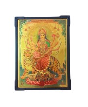 Hitech Sales Hindu Goddess Maa Durga Gold Plated Wooden Laminated Photo Frame 5x7 Inch Decorative Frame for Home, Office, and Temple