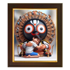HItech Sales | Bhagwan Jagannath | Religious Photo With Frame & Acrylic Sheet Glass For Wall Hanging/Gift/Temple/Puja Room/Home Decor & Worship - size 10x12 inch
