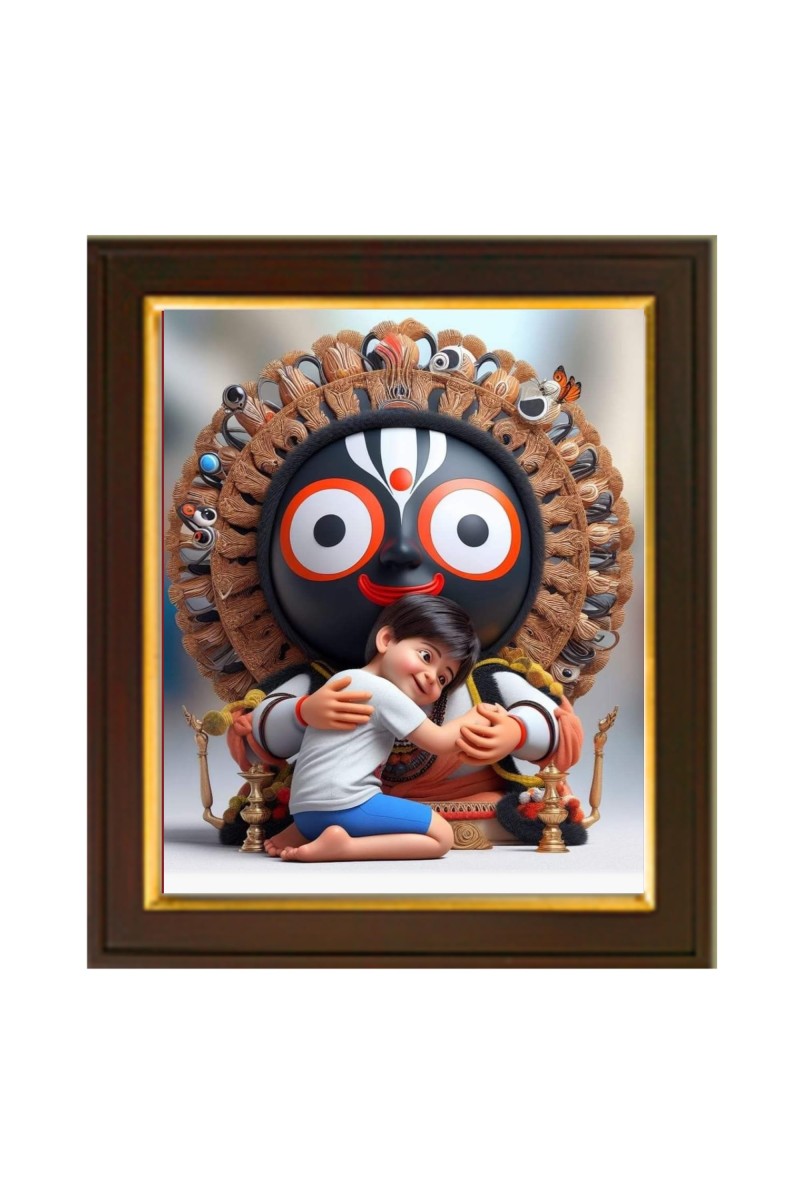 HItech Sales | Bhagwan Jagannath | Religious Photo With Frame & Acrylic Sheet Glass For Wall Hanging/Gift/Temple/Puja Room/Home Decor & Worship - size 10x12 inch