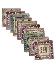 Hitech Sales Pure Cotton Puja Aasan Set Designer Prayer Mats for Puja, Meditation or Sitting on Floor & Multipurpose Use - Size 20 x 20 inch (Multicolor) (10)