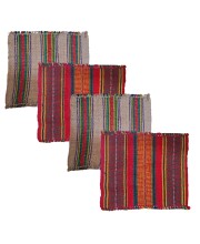 Hitech Sales Handmade Cotton Jute Aasan Mat for Pooja – Traditional Indian Prayer Mats with Multicolor Stripes – Recycled Fabric Woven Floor Mats for Meditation, Temple, or Home Use (4)