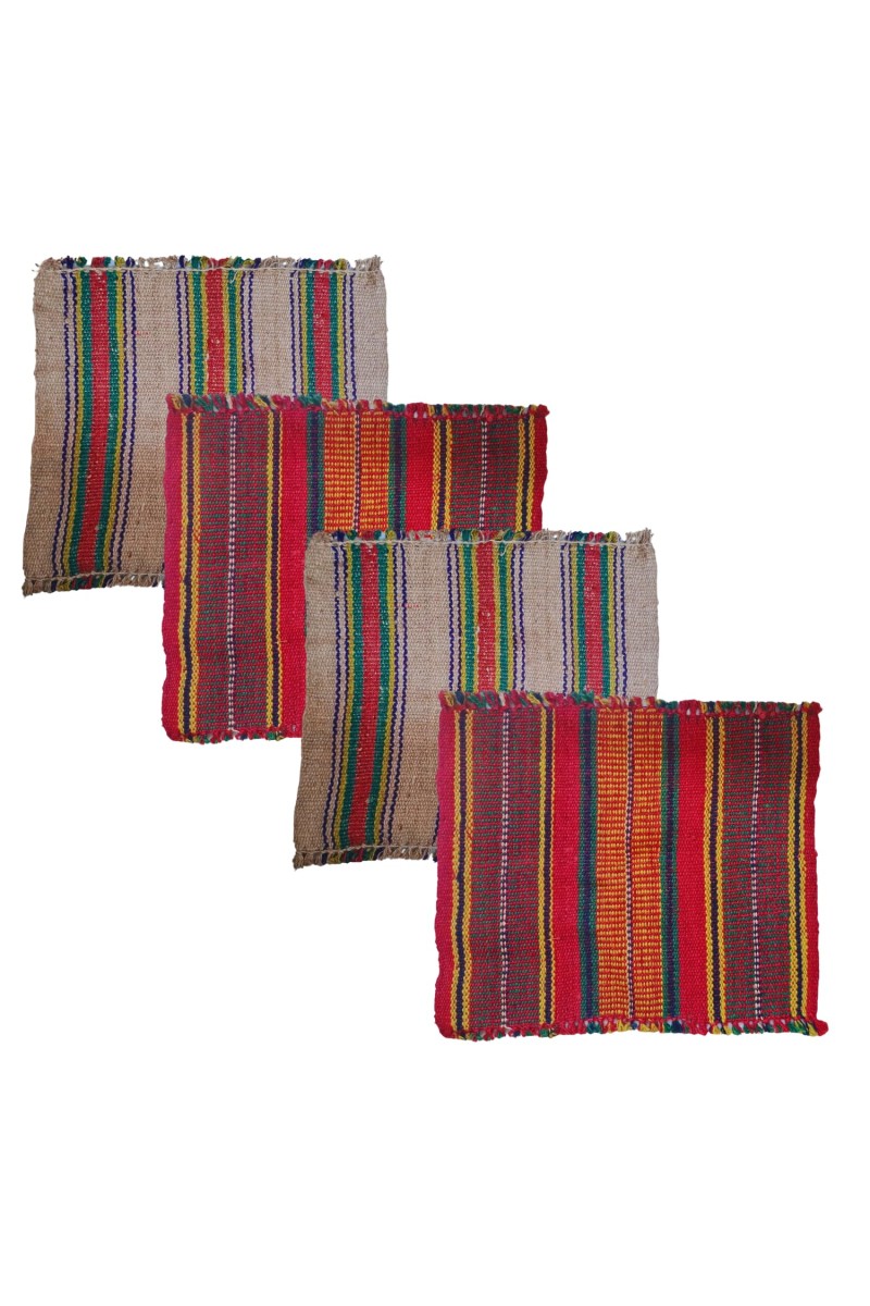 Hitech Sales Handmade Cotton Jute Aasan Mat for Pooja – Traditional Indian Prayer Mats with Multicolor Stripes – Recycled Fabric Woven Floor Mats for Meditation, Temple, or Home Use (4)