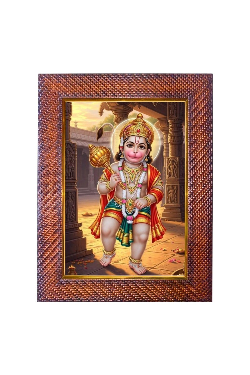 Lord Hanuman Photo Frame 21X25 Inch Religious Wall & Table Decor Frame | Lord Hanuman Spiritual Photo Frame For Home, Temple & Office | Decorative Hindu God & Goddess Frame (Pack Of 1) (F18091)