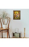 Sri Hanuman photo frame/golden frame, laminated pic, font glass