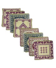 Hitech Sales Pure Cotton Puja Aasan Set Designer Prayer Mats for Puja, Meditation or Sitting on Floor & Multipurpose Use - Size 20 x 20 inch (Multicolor) (8)