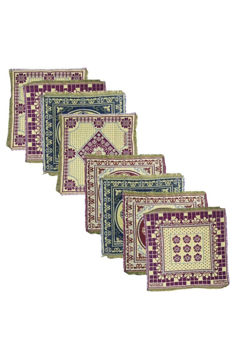 Hitech Sales Pure Cotton Puja Aasan Set Designer Prayer Mats for Puja, Meditation or Sitting on Floor & Multipurpose Use - Size 20 x 20 inch (Multicolor) (8)