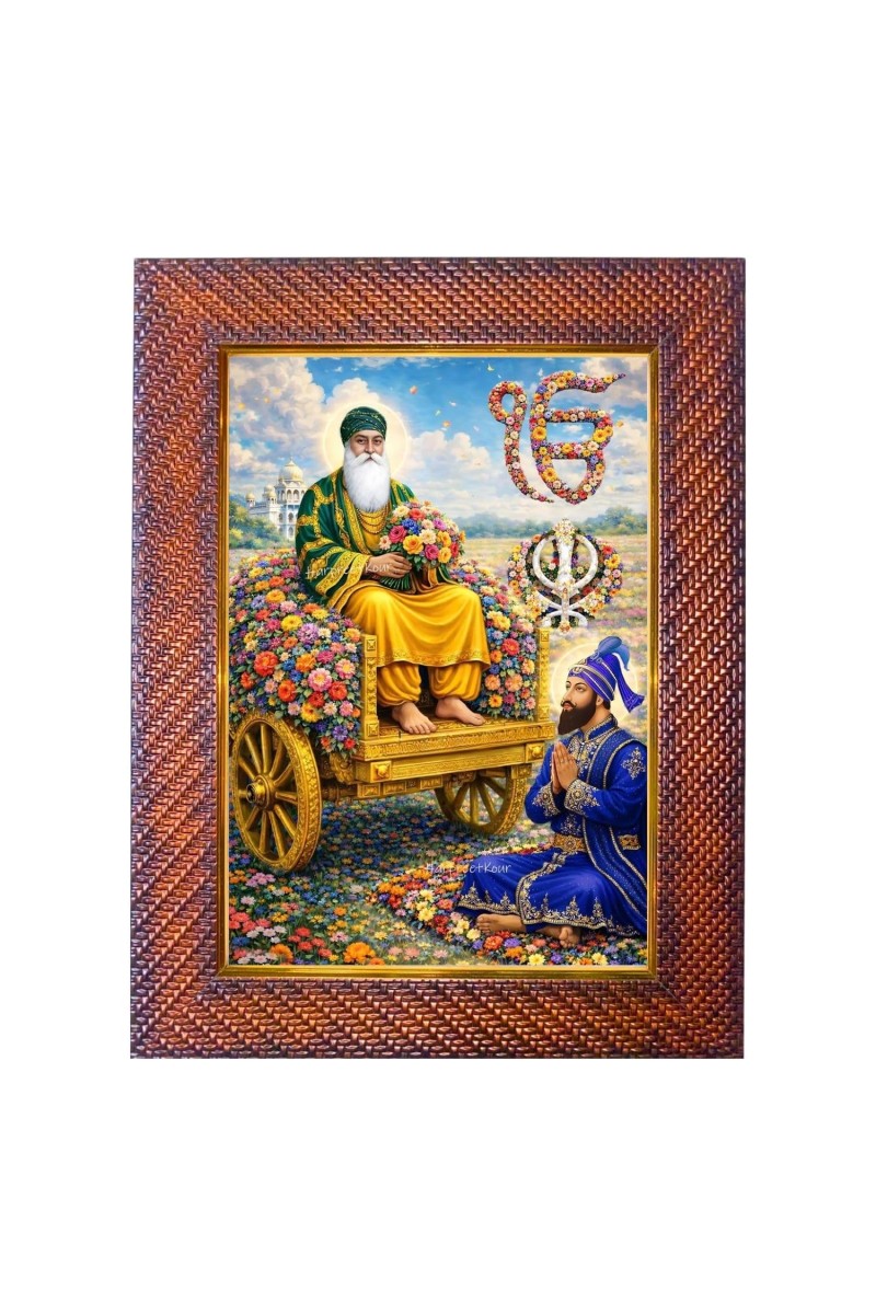 Guru Nanak Photo Frame 13X17 Inch Religious Wall & Table Decor Frame | Guru Nanak Spiritual Photo Frame For Home, Temple & Office | Decorative Hindu God & Goddess Frame (Pack Of 1) (F18246)
