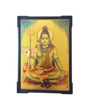Hitech Sales Hindu God Shiva Gold Plated Wooden Laminated Photo Frame 5x7 Inch Decorative Frame for Home, Office, and Temple