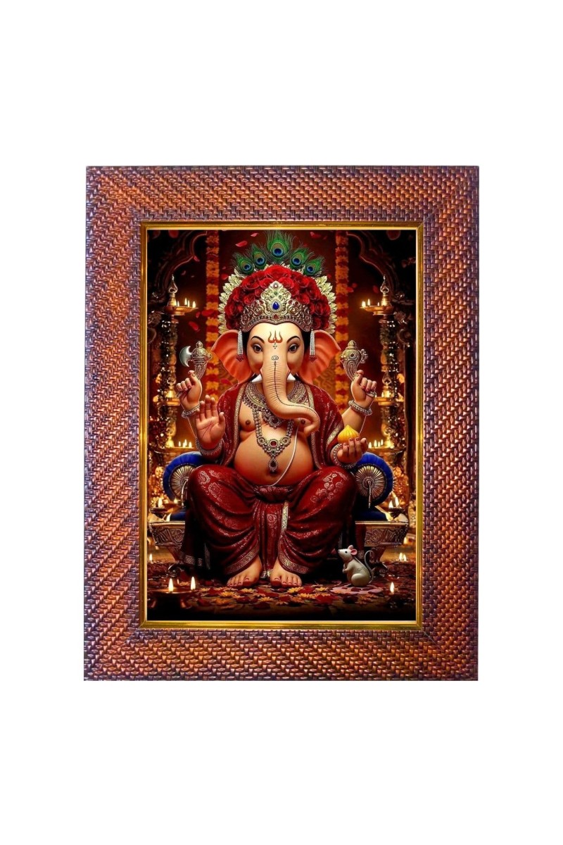 Lord Ganesha Photo Frame 17X21 Inch Religious Wall & Table Decor Frame | Lord Ganesha Spiritual Photo Frame For Home, Temple & Office | Decorative Hindu God & Goddess Frame (Pack Of 1) (F18073)