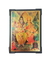 Hitech Sales Hindu God Shiv and his Pariwar Gold Plated Wooden Laminated Photo Frame 5x7 Inch Decorative Frame for Home, Office, and Temple