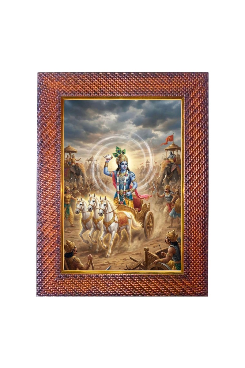 Lord Vishnu Narsinha Avatar Photo Frame Religious Wall & Table Decor Frame | Lord Vishnu Narsinha Avatar Spiritual Photo Frame For Home, Temple & Office | Decorative Hindu God & Goddess
