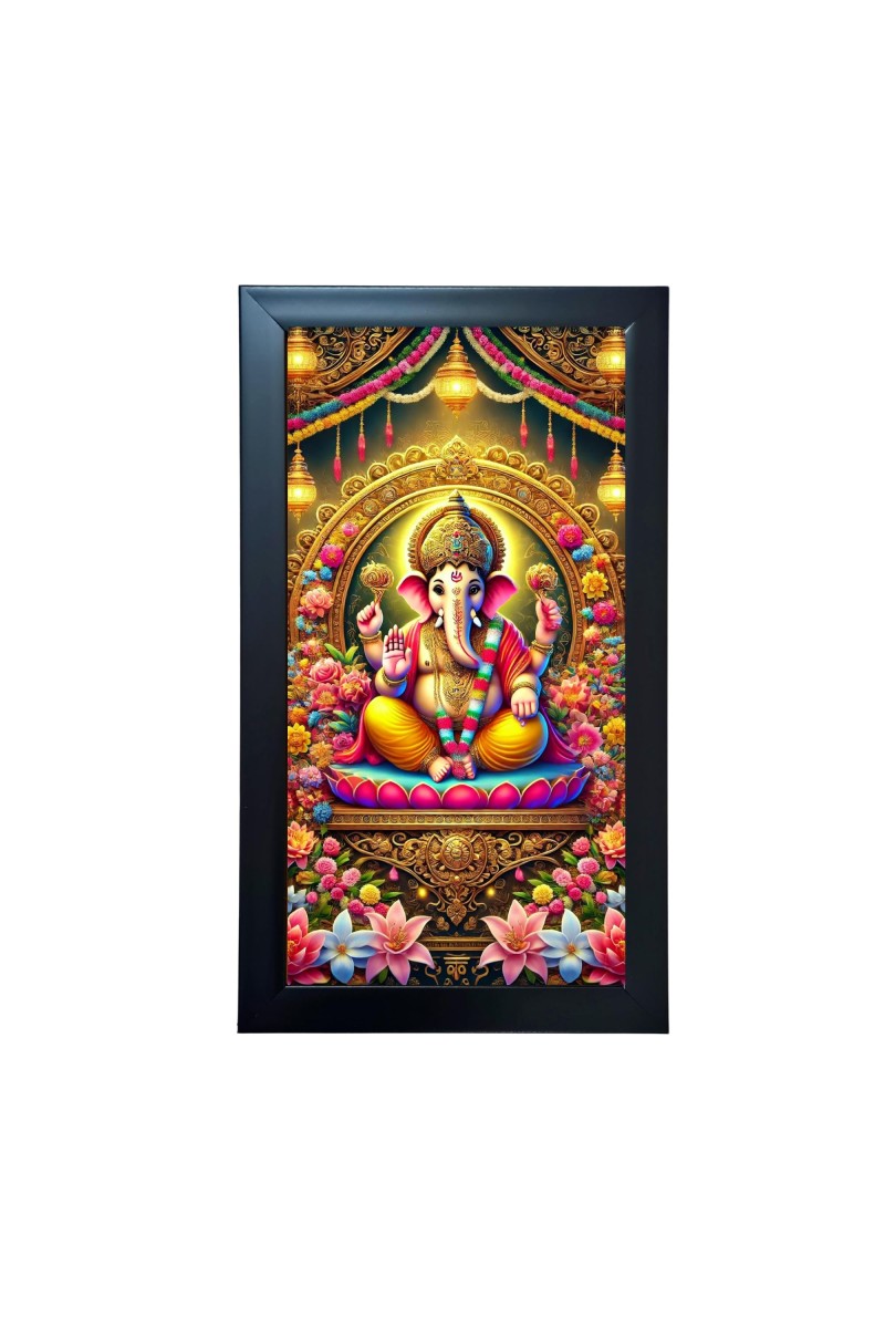 Hitech Sales Lord Ganesh Ji Religious Art Photo Frame – Acrylic Wall Decor for Home, Office & Temple (39.5 x 24.3 cm)