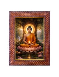 Gautama Budhha Photo Frame 15X19 Inch Religious Wall & Table Decor Frame | Gautama Budhha Spiritual Photo Frame For Home, Temple & Office (F18193X15X19)
