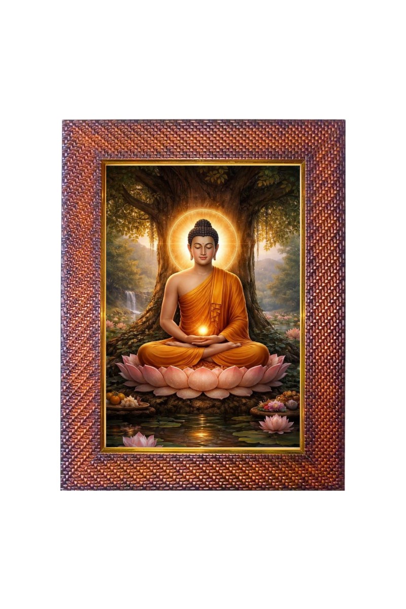 Gautama Budhha Photo Frame 15X19 Inch Religious Wall & Table Decor Frame | Gautama Budhha Spiritual Photo Frame For Home, Temple & Office (F18193X15X19)