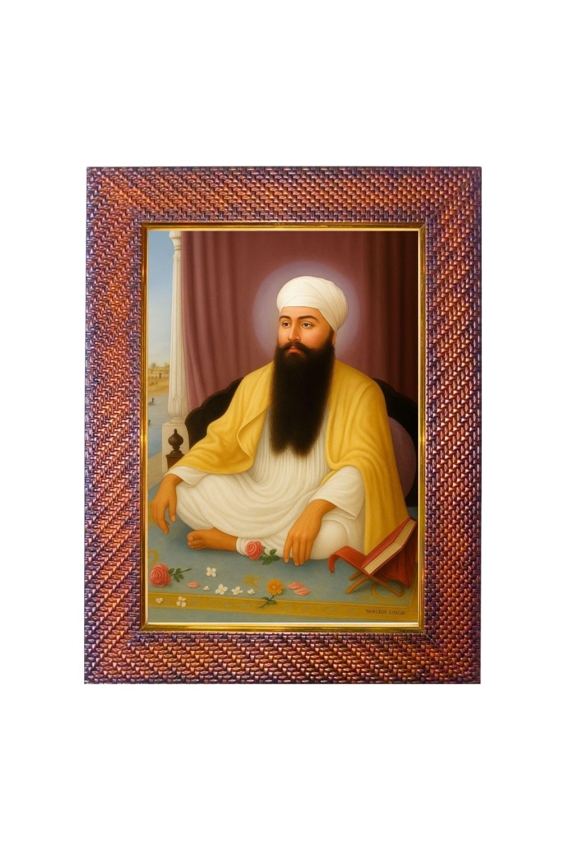 Guru Tegh Bahadur Sahib Ji Photo Frame Religious Wall & Table Decor Frame | Guru Tegh Bahadur Sahib Ji Spiritual Photo Frame For Home, Temple & Office | Decorative Hindu God & Goddess F