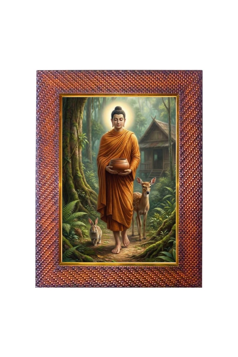 GautamBudhha Photo Frame 10x14 Inch Religious Wall & Table Decor Frame | GautamBudhha Spiritual Photo Frame For Home, Temple & Office | Decorative Hindu God & Goddess Frame (Pack Of 1) (F18200)