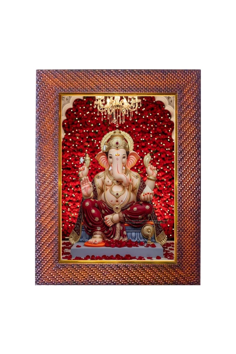 Lord Krishna Photo Frame 21X25 Inch Religious Wall & Table Decor Frame | Lord Krishna Spiritual Photo Frame For Home, Temple & Office | Decorative Hindu God & Goddess Frame (Pack Of 1) (F18097)
