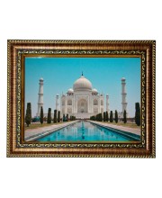 Hitech Sales Tajmahal Photo Frame/Golden frame,laminated Photo, Front Glass