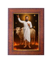 Lord Chaitanya Mahaprabhu Photo Frame Religious Wall & Table Decor Frame | Lord Chaitanya Mahaprabhu Spiritual Photo Frame For Home, Temple & Office | Decorative Hindu God & Goddess Fra
