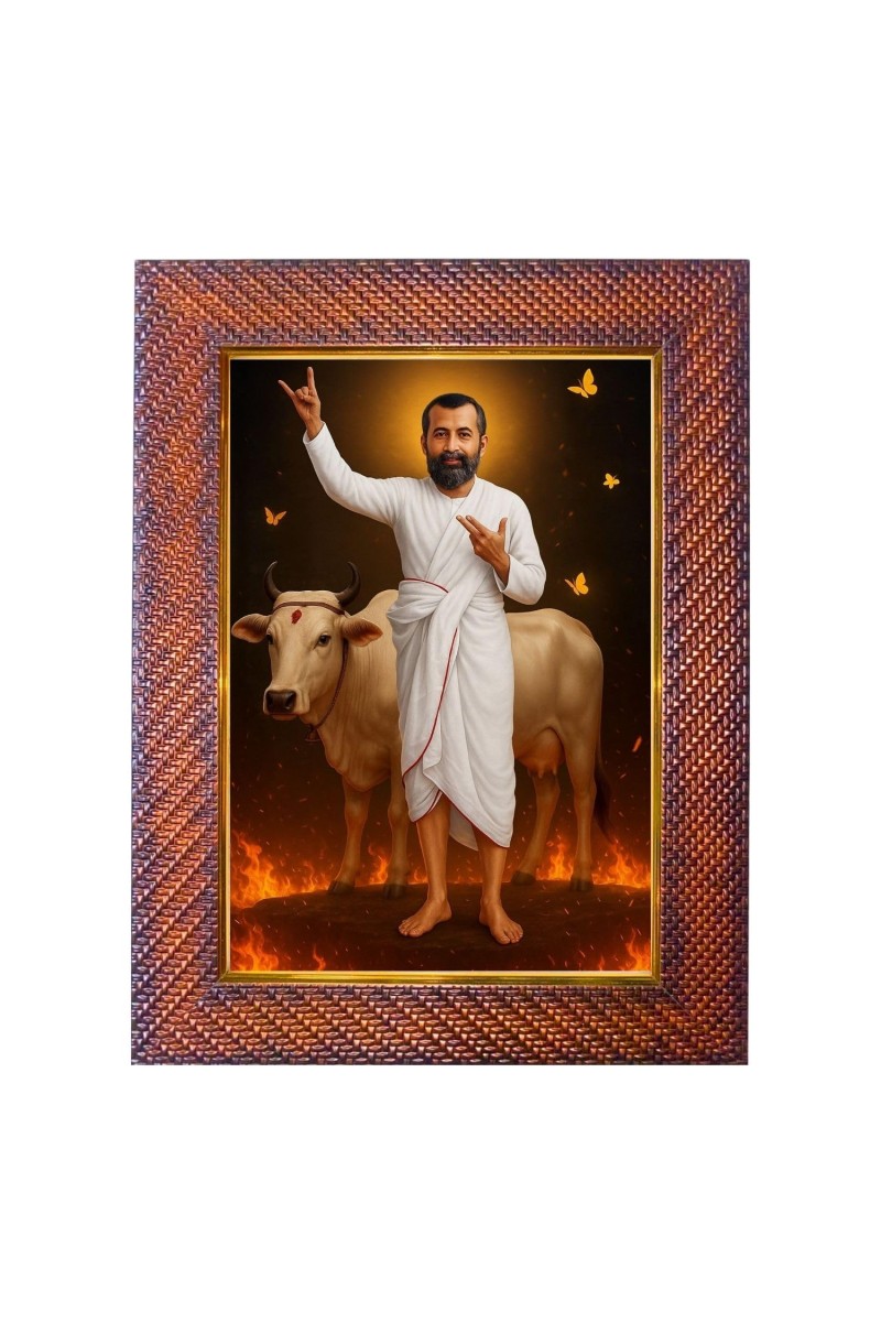 Lord Chaitanya Mahaprabhu Photo Frame Religious Wall & Table Decor Frame | Lord Chaitanya Mahaprabhu Spiritual Photo Frame For Home, Temple & Office | Decorative Hindu God & Goddess Fra