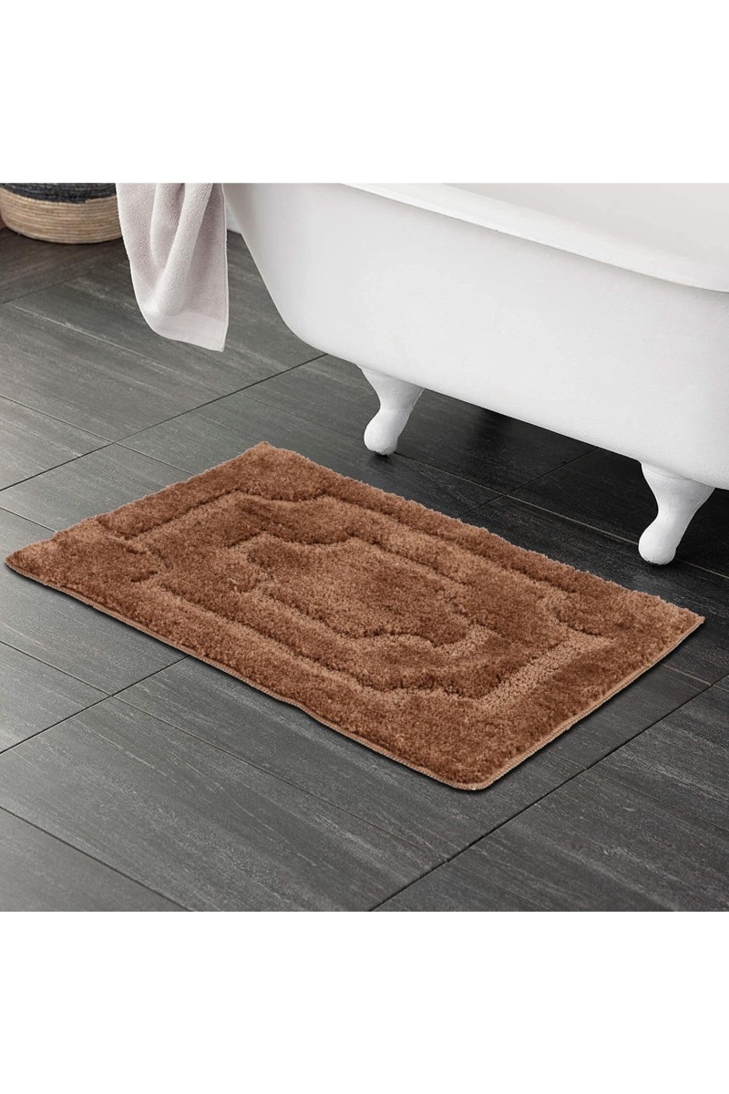 Home Beautiful Anti-Skid Brown Polyester Bath Mat