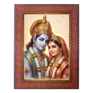 Lord Ram Mata Sita Photo Frame 15X19 Inch Religious Wall & Table Decor Frame | Lord Ram Mata Sita Spiritual Photo Frame For Home, Temple & Office (F18169X15X19)
