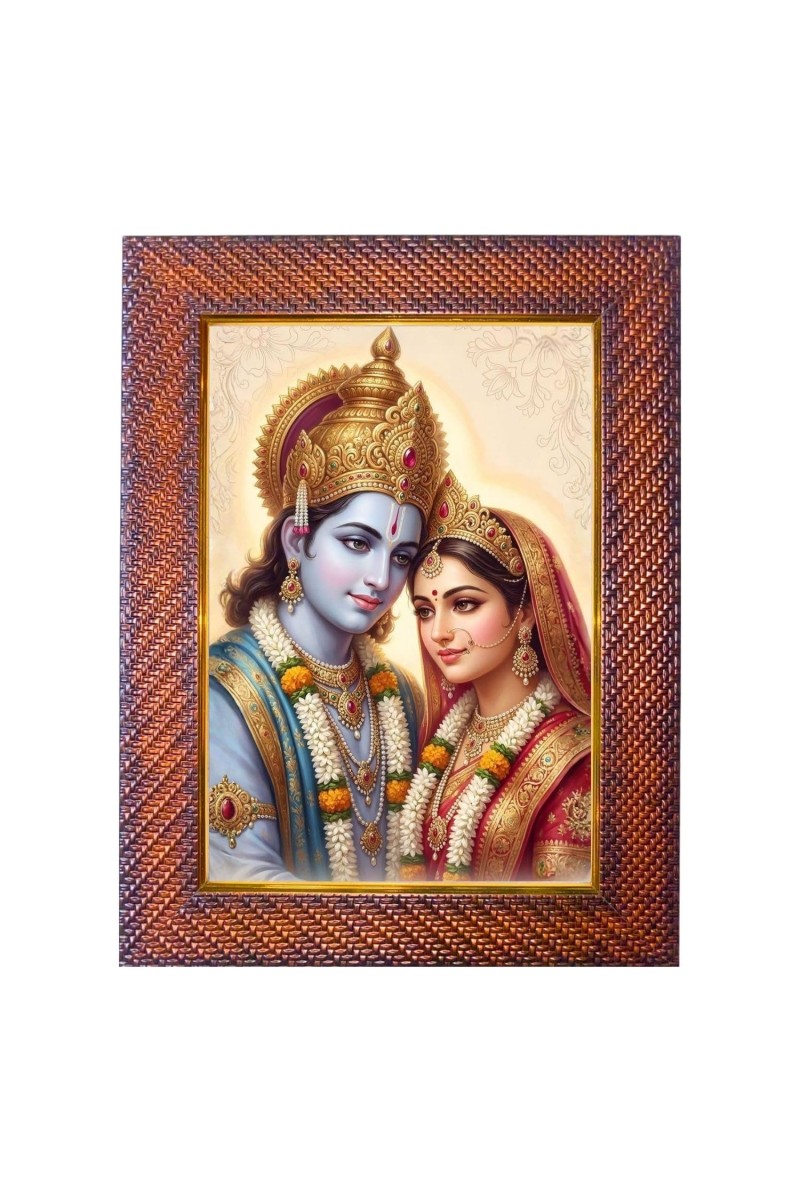 Lord Ram Mata Sita Photo Frame 17X21 Inch Religious Wall & Table Decor Frame | Lord Ram Mata Sita Spiritual Photo Frame For Home, Temple & Office (F18169X17X21)