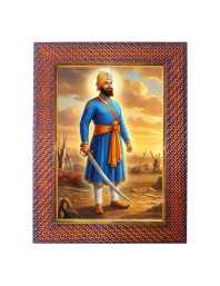 Guru Teg Bahadur Ji Photo Frame 19X23 Inch Religious Wall & Table Decor Frame | Guru Teg Bahadur Ji Spiritual Photo Frame For Home, Temple & Office | Decorative Hindu God & Goddess Frame (Pack Of