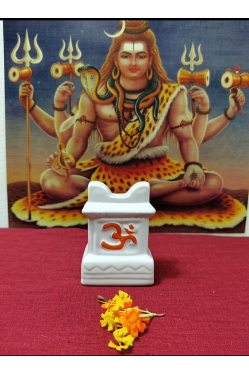 HI TECH Sales Tulsi Ceramic Mandir | Traditional Tulsi Plant Pot with Om & Swastik Symbols | Sacred Hindu Planter for Home & Temple Use(White)