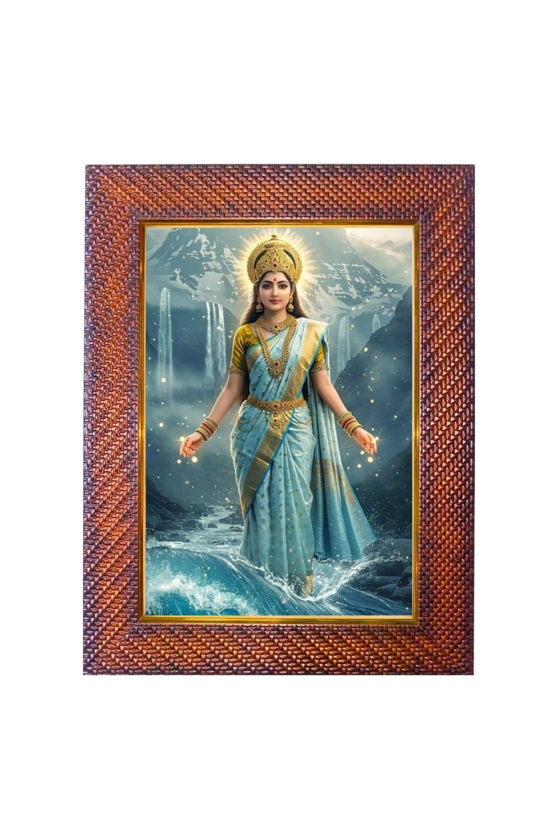 Mata Ganga Photo Frame 10x14 Inch Religious Wall & Table Decor Frame | Mata Ganga Spiritual Photo Frame For Home, Temple & Office | Decorative Hindu God & Goddess Frame (Pack Of 1) (F18228)